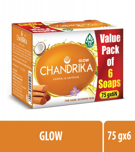 Chandrika Handmade Sandal & Saffron Glow Soap,75g (Pack of 6) free shipping world