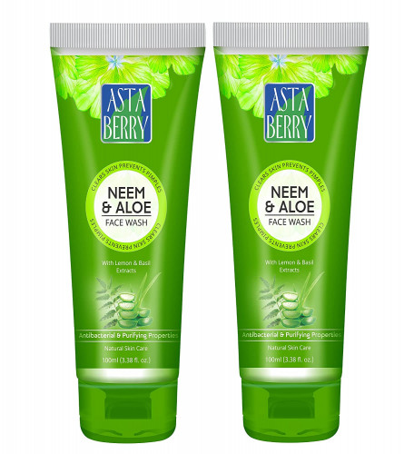 ASTABERRY Neem & Aloe Face Wash 100 ml (Pack of 4) Free Shipping World