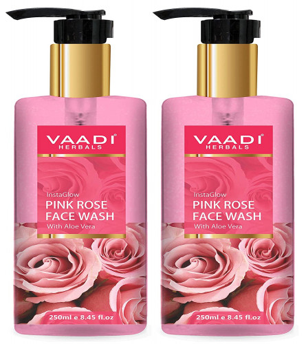 Vaadi Herbals Insta Glow Pink Rose Face Wash With Aloe Vera Extract 250 ml (Pack of 2) Free Shipping world