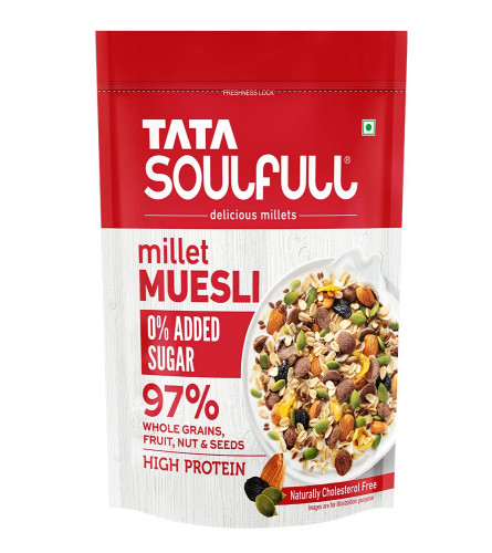 Tata Soulfull 0% Added Sugar Millet Muesli, High Protein, Rich in Fibre 500 gm (Free Shipping World)