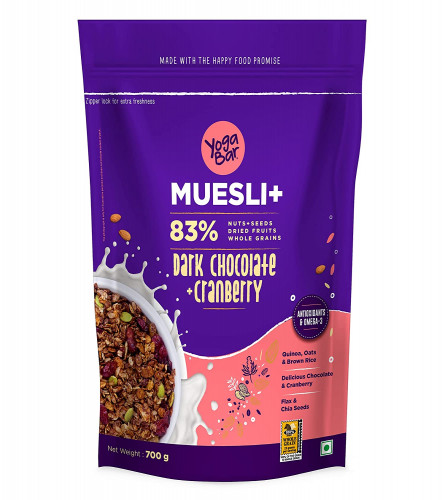 Yogabar Dark Chocolate & Cranberry Muesli Breakfast Cereal 700 gm (Free Shipping World)