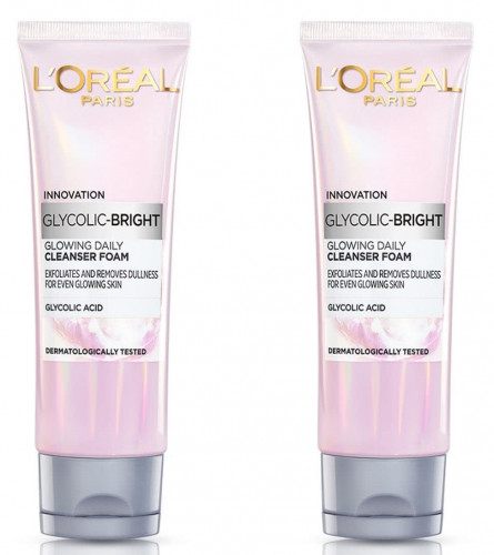 L'Oréal Paris Glycolic Bright Daily Foaming Face Cleanser,100 ml (Pack of 2) Free Shipping World