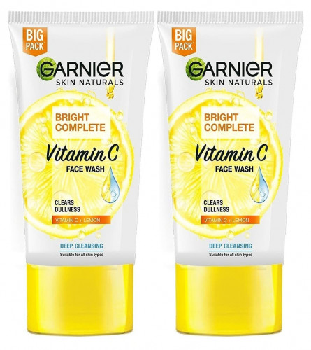 Garnier Skin Naturals, Facewash, Cleansing and Brightening, Bright Complete 150 gm (pack of 2)