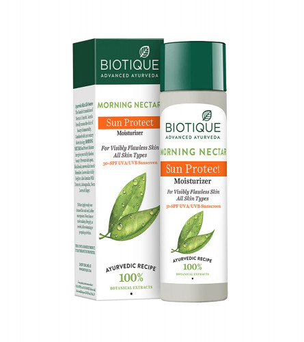 Biotique Morning Nectar Sun Protect Moisturizer Lotion for Visibly Flawless Skin For All Skin Types, 120 Ml