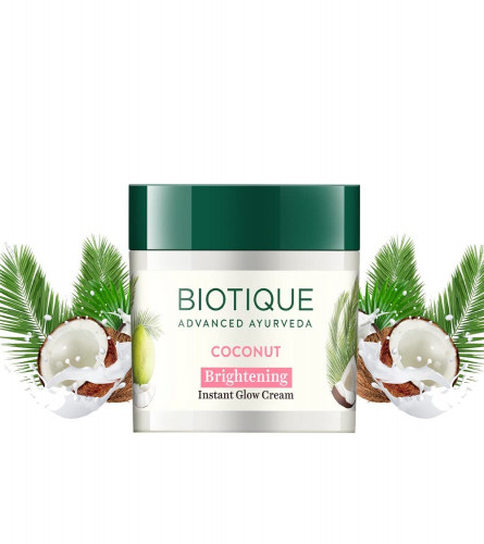 2 x Biotique Coconut Brightening Instant Glow Cream, 50 gm | free shipping