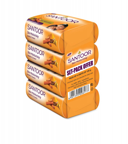 Santoor Sandal and Turmeric Soap (Pack of 4 soaps 125 g each) free shipping