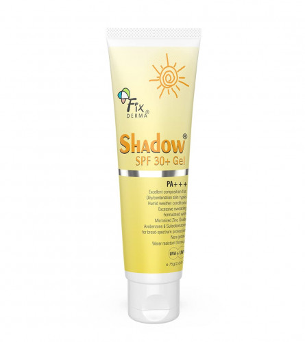 2 x Fixderma Shadow Sunscreen SPF 30+ Gel For Oily Skin - Acne Prone, Offers PA+++ Protection, 75 gm