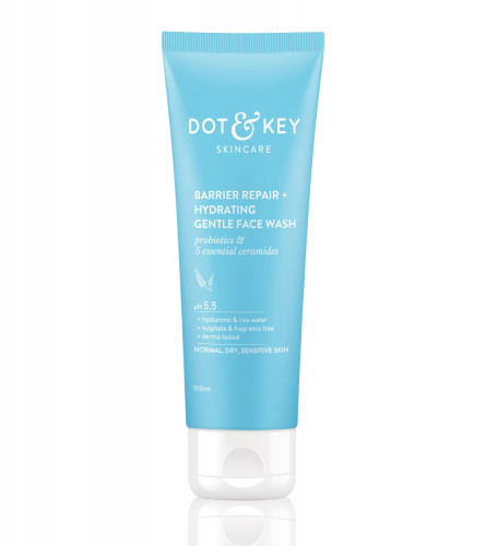 2 x Dot & Key Barrier Repair Hydrating Gentle Face Wash With Probiotic, Face Wash for Dry, Normal & Sensitive Skin, 100 ml