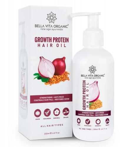Bella Vita Organic Growth Protein Onion Unisex Hair Oil With Argan, 200 ml | free shipping