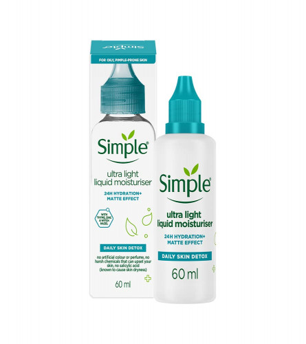 2 x Simple Daily Skin Detox Ultra-Light Liquid Moisturiser, 60 ml | free shipping