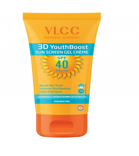 VLCC 3D Youth Boost Sunscreen Gel Creme SPF40 PA +++ 100 gm (Pack of 2)