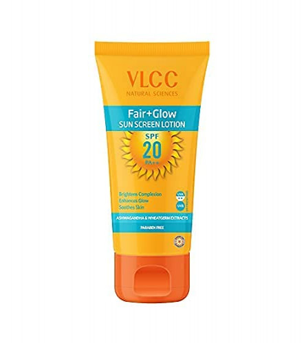 VLCC Fair+Glow Sunscreen Lotion SPF 20 PA+++ 100 gm (Pack of 2)