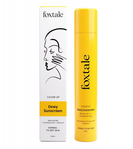 FoxTale CoverUp SPF 50+ PA++++ Broad Spectrum Dewy Sunscreen Cream with Niacinamide, 50 ml | free shipping