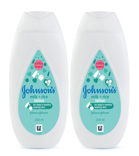 Johnson's Baby Milk and Rice Baby Lotion 200 ml (Pack of 2)