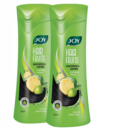 Joy Hair Fruits Hair Dryness Control Conditioning Shampoo Enriched with Lemon & Olives ( 2 X 340 ml ) free shipping