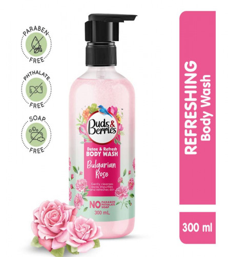 Buds & Berries Detox & Refresh Bulgarian Rose Body Wash 300 ml (Free Shipping World)