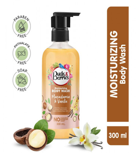 Buds & Berries Moisturizing Macadamia and Vanilla Body Wash 300 ml (Free Shipping World)