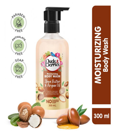 Buds & Berries Moisturizing Shea Butter & Argan Oil Body Wash 300 ml (Free Shipping World)