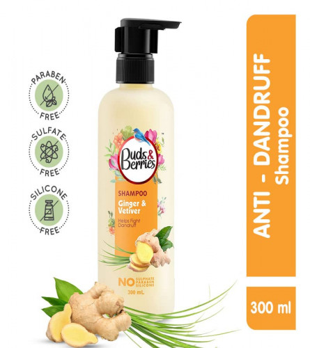 Buds & Berries Ginger & Vetiver Anti-Dandruff Shampoo 300 ml (Free Shipping World)