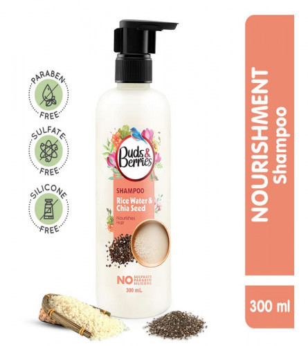 Buds & Berries Rice Water & Chia Seed Nourishment Shampoo 300 ml (Free Shipping World)