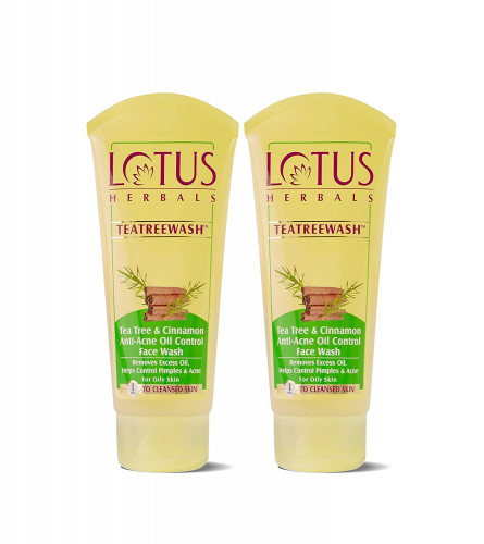 Lotus Herbals Teatreewash Face Wash With Tea Tree Oil & Cinnamon 120 ml (Pack of 2)Free Shipping World