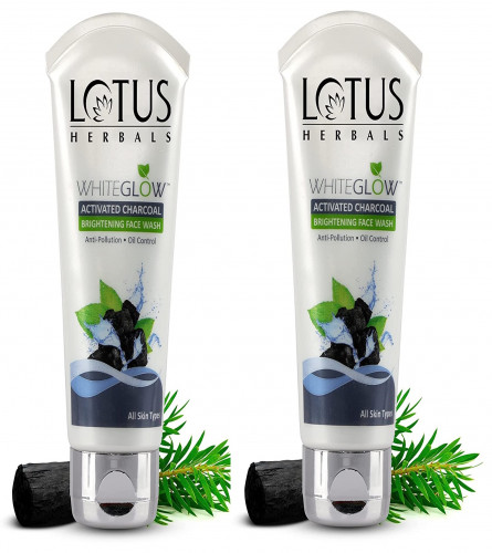Lotus Herbals WhiteGlow Activated Charcoal Brightening Face Wash 100 gm (Pack of 2)Free Shipping World