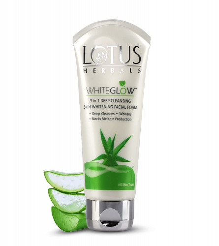 Lotus Herbals WhiteGlow 3-In-1 Deep Cleansing Skin Whitening Facial Foam Face Wash 100 gm (Pack of 2)Free Shipping World