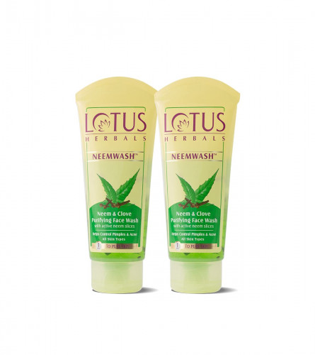Lotus Herbals Neemwash Neem & Clove Ultra Purifying Face Wash 120 ml (Pack of 2)Free Shipping World