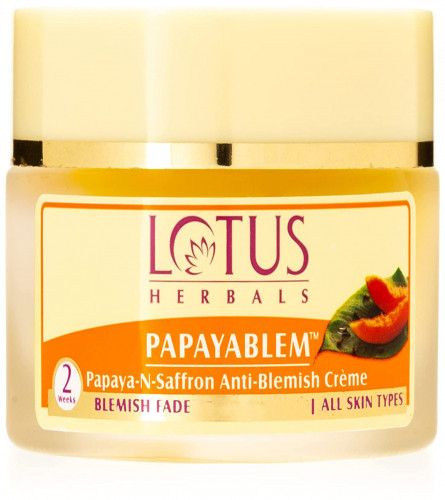 Lotus Herbals Papayablem Papaya-N-Saffron Anti-Blemish Cream, 50g