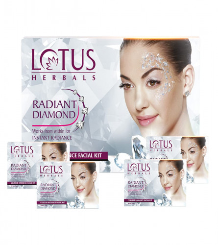 Lotus Herbals Radiant Diamond Cellular Radiance 4 In 1 Facial Kit 37 gm (Pack of 4)Free Shipping World