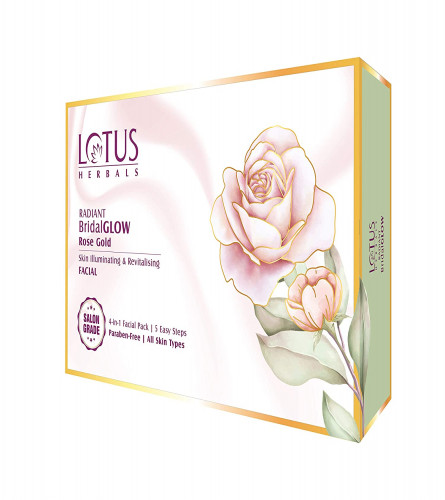Lotus Herbals Radiant BridalGLOW Rose Gold Skin Illuminating Facial Kit 57 gm (Pack of 4)Free Shipping World