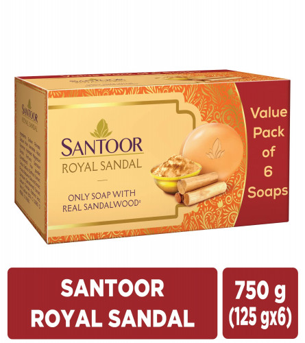 Santoor Royal Sandal Soap 125 gm (Pack Of 6) Fs
