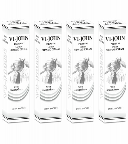 VI-JOHN Premium Lather Shaving Cream For Men 91 gm (Pack Of 4)
