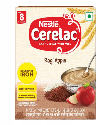 Nestlé CERELAC Baby Cereal with Milk, Ragi Apple 300g (8-24 Months) Fs