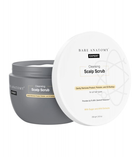 BARE ANATOMY Scalp Scrub - Upto 99% Dandruff Reduction, with Natural AHAs, Coconut & Sugar, 250 g | free shipping