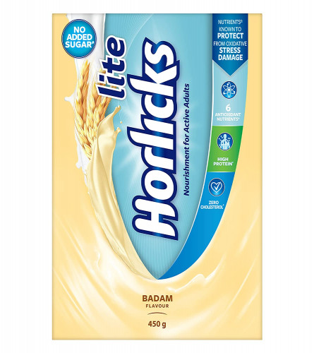 Horlicks Lite Badam Flavour Health & Nutrition Drink For Adults 450g Refill Pack (Fs)