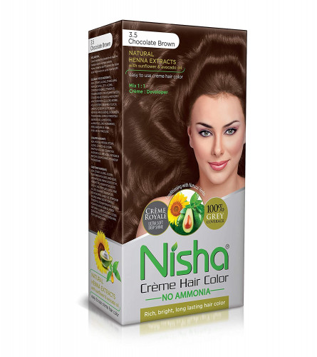 2 x Nisha Cream Hair Color With Rich, Bright, Long Lasting Shine Hair Color, 120 gm (Chocolate Brown 3.5) free shipping