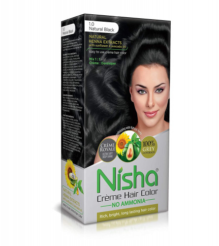 Nisha Creme Natural Black Hair Color For Women & Men - (60 g + 60 ml) pack of 2 | free shipping