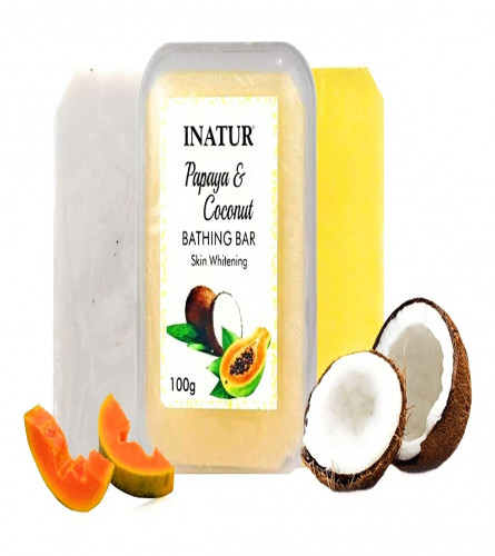 Inatur Papaya And Coconut Soap For Brightening Skin |Soothing With Papaya Extract And Coconut Oil| 100 gm (pack of 2)