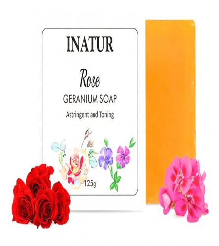Inatur Rose & Geranium Sugar Soap, 125 gm x 2 pack  (free shipping)
