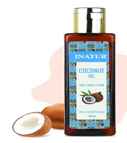 Inatur Coconut Oil For Face| Body | Hair | Pure & Organic| Cold Pressed Coconut Oil | 200 ml (free shipping)