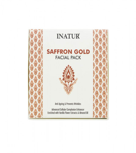 Inatur Saffron Gold Facial Kit | Facial Pack (Cleanser, Exfoliator, Massage Cream, Face PacK) | 80 gm