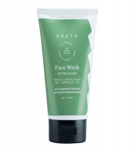 Arata Natural Refreshing Face Wash with peppermint ,lemon oil & organic Flax seeds extract, 150 ml x 2 pack (free shipping)