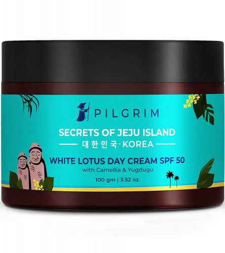 PILGRIM Korean White Lotus Face Cream with SPF 50 PA+++ | White Lotus Day cream for women daily use, 100 gm (free shipping)