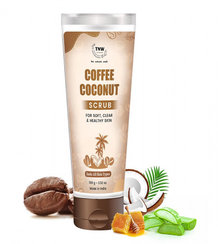 TNW Exfoliate Coffee Coconut Scrub For Face & Body, De Tan Removal, Blackhead Remover, Remove Dirt & Dead Skin From Neck, Knees, Elbows & Arms | Suitable for All Skin Types 100 g