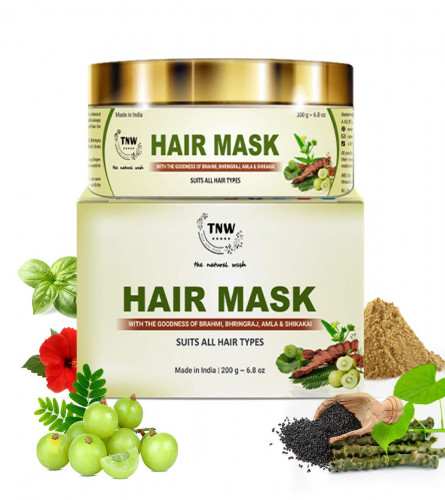 TNW Hair Mask with Goodness of Brahmi, Bhringraj, Amla & Shikakai For Dry and Damaged Hair Provides deep Conditioning & Hydration For Healthier Looking Hair, 200 ml