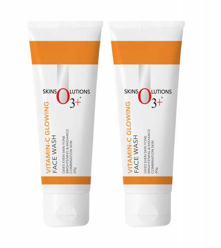 O3+ Vitamin C Face Wash Glow For Daily Brightening & Gentle Cleansing 60 gm (Pack of 2) Fs
