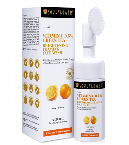 Soulflower Brightening Vitamin C Face Wash, 100 ml (pack 2) free shipping