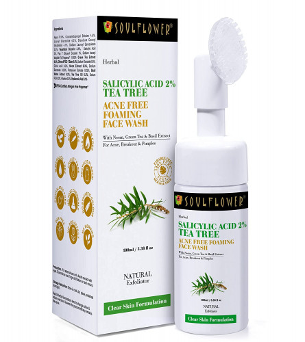 Soulflower 2% Salicylic Acid Acne Free Foaming Face Wash | 100 ml (pack 2) free shipping