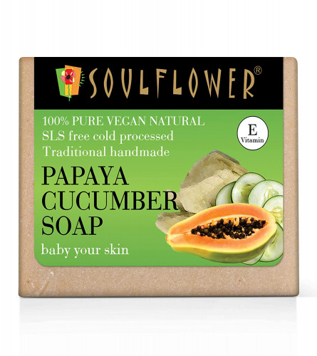 Soulflower Papaya And Cucumber Handmade Soap, 150 g (pack 2) free shipping